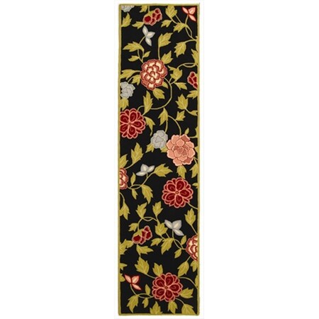 Safavieh 2 ft. 6 in. x 10 ft. Runner Transitional Chelsea Black and Green Hand Hooked Rug HK714B-210